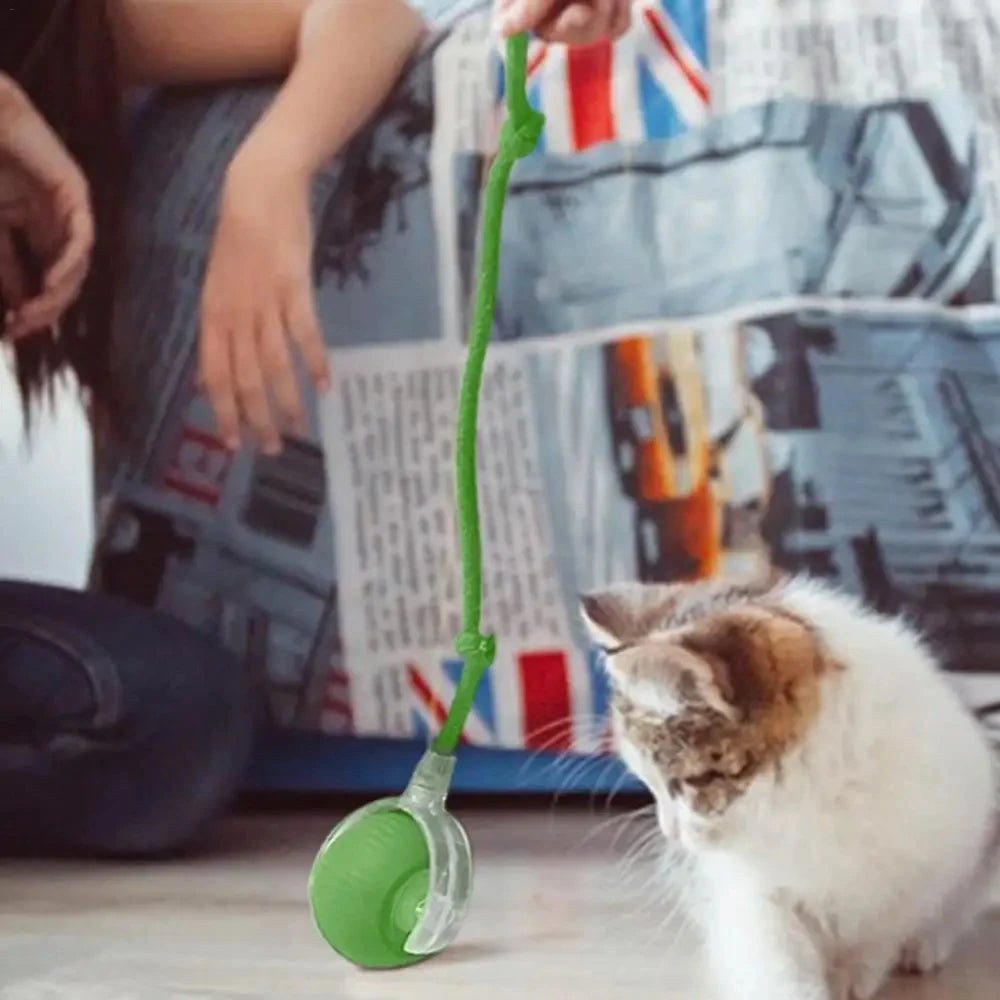 【In Stock】Smart Automatic Cat Rolling Ball USB Rechargeable LED Interactive Toy with Rope Tail Indoor Kitty Self Play Toy