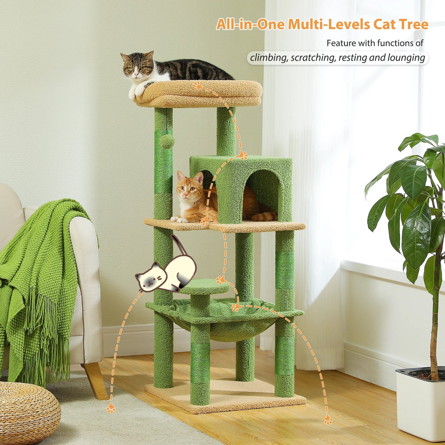 PAWZ Road Cactus Cat Tree Tower For Large Cats Perch