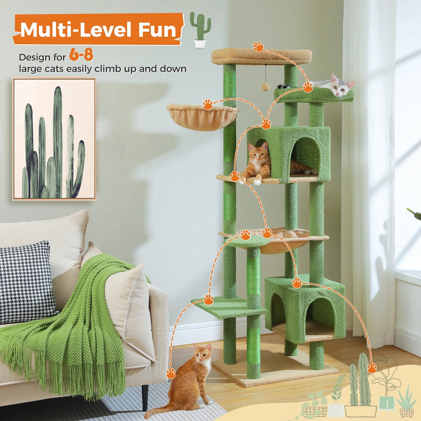 PAWZ Road Tall Cat Tree With Durable Scratching Posts