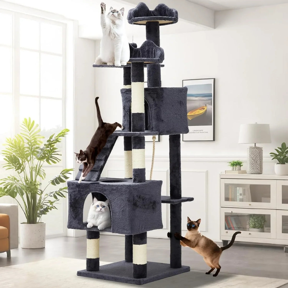 Premium Multi Level Cat Tree With Scratching Posts And Hammock