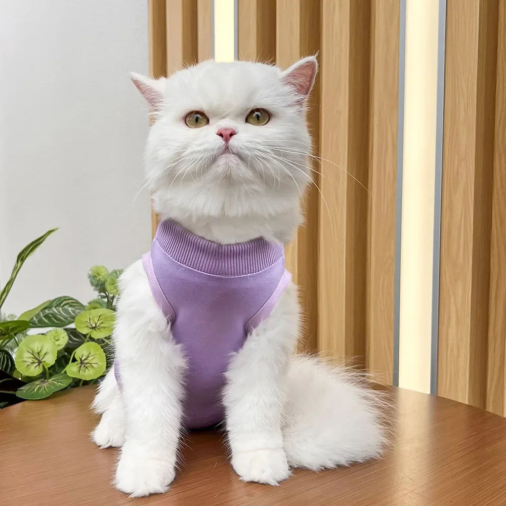 Anti Licking Pet Cat Clothes Girls Kitten Overall Pajamas Cat Clothes Recovery Suit Female Jumpsuit Cat Sterilization Vest Shirt