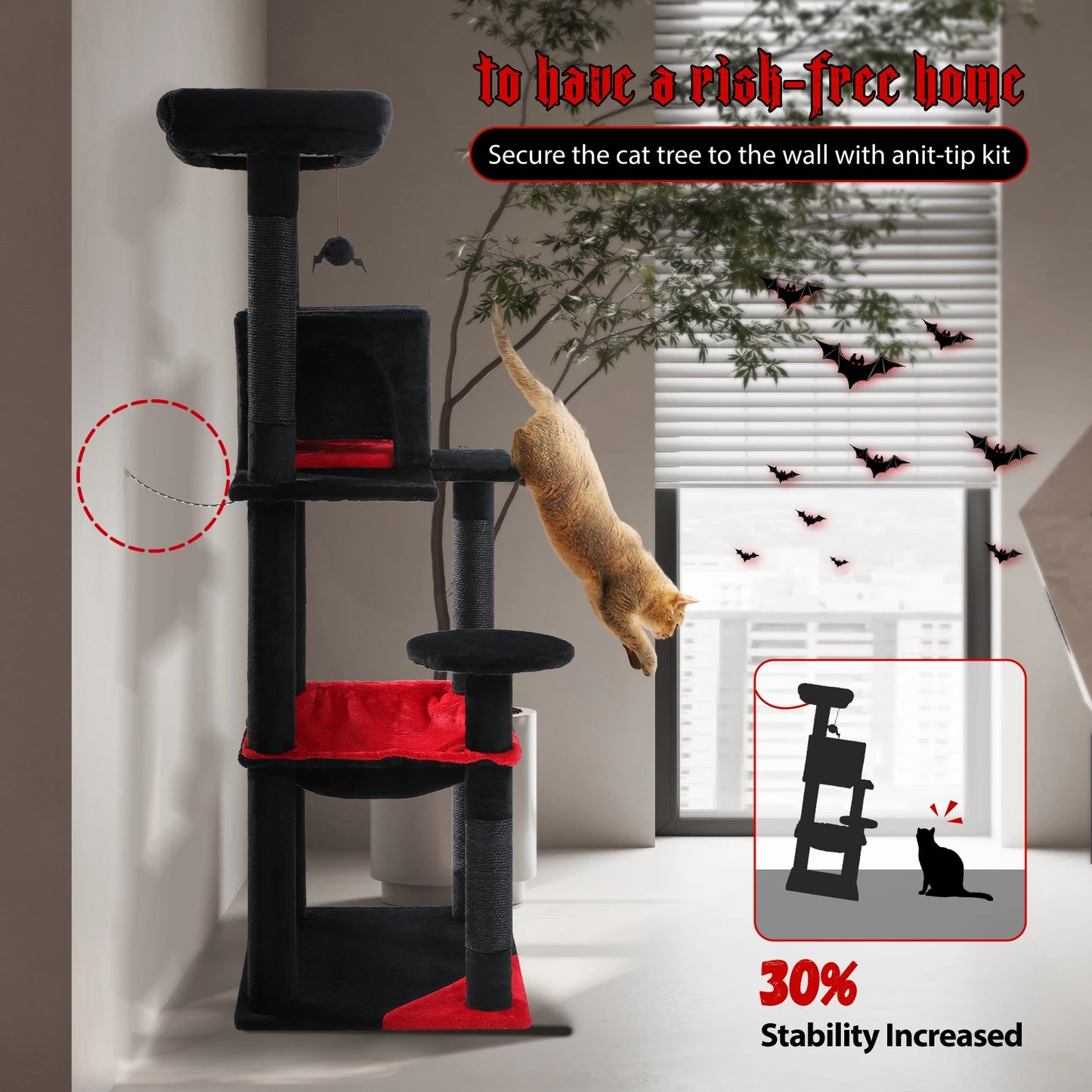 PAWZ Road Gothic Cat Tree Indoor Tall Tower Hammock