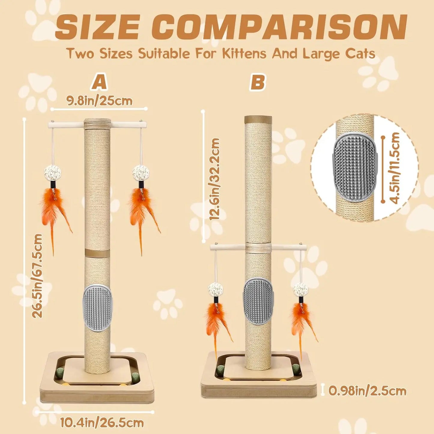 27” Small Cat Tree with 3-Tier Ball Track & Jute Scratching Post, Space-Saving Kitten Tower for