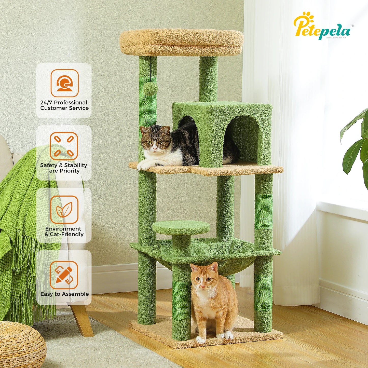 PAWZ Road Cactus Cat Tree Tower For Large Cats Perch