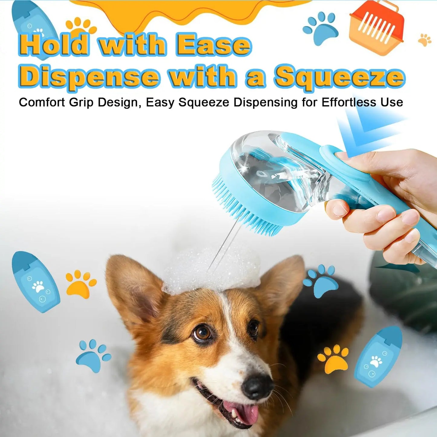 Pet Bath Brush Silicone Grooming Device for Dogs and Cats