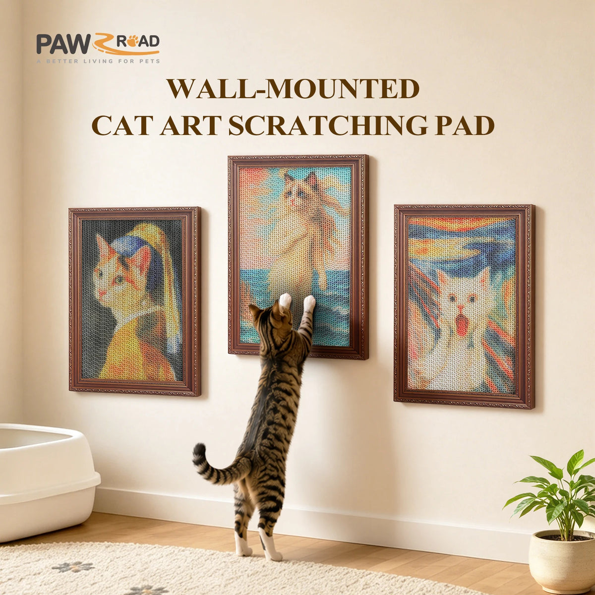 PAWZ Road 3-Pack Corrugated Cat Scratcher With Adhesive Strips