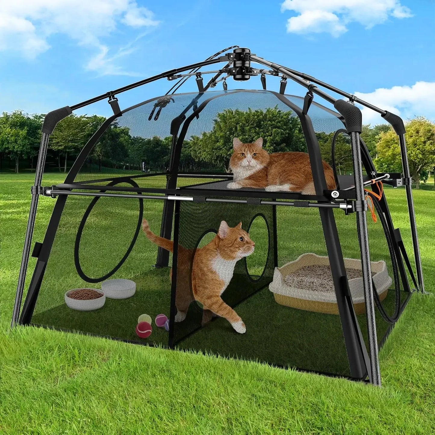 Large 2-Tier Catio Tent for Outdoor, Balcony, Camping - Foldable, Weatherproof, with Carry Bag