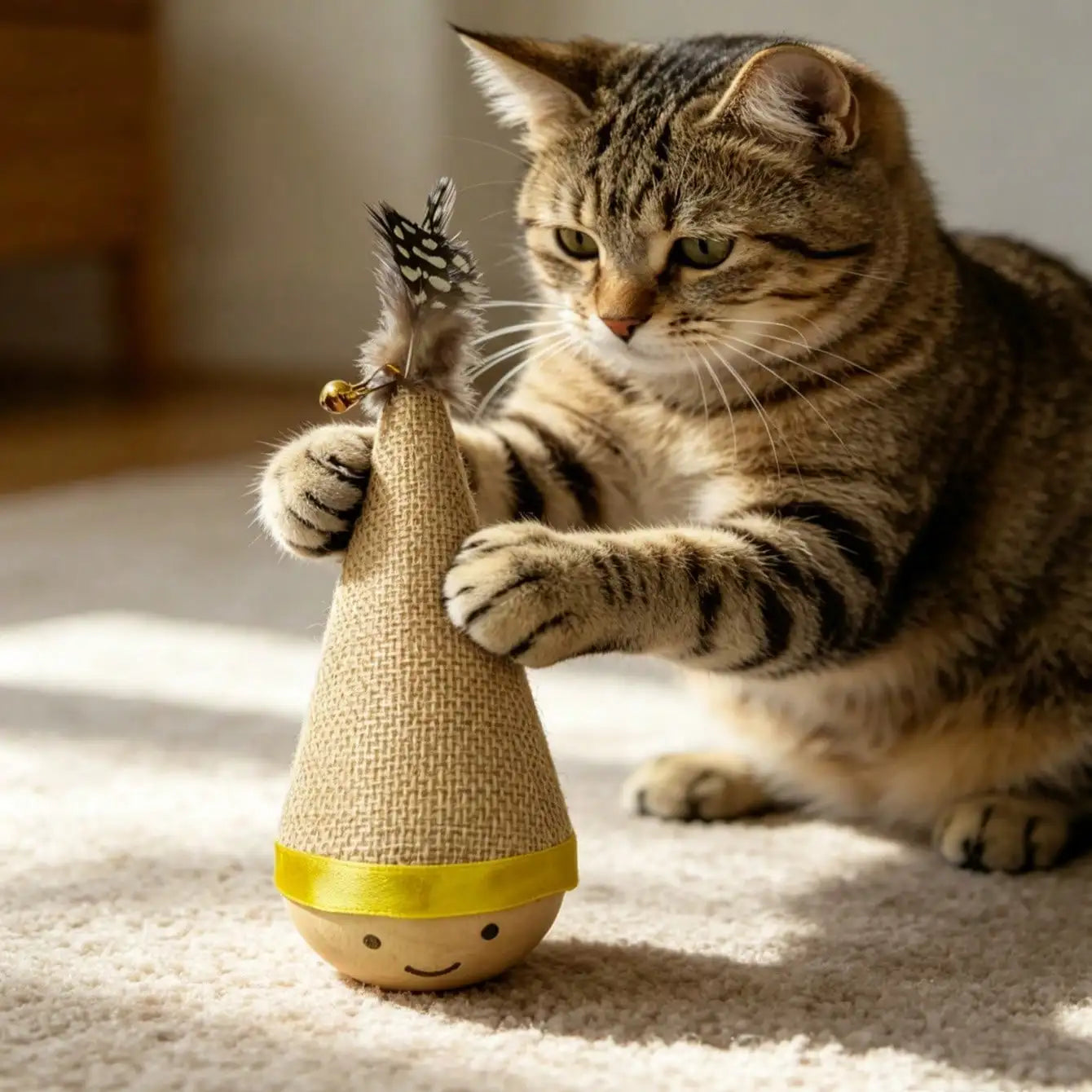 1pc Funny Feather Tumbler Cat Teaser Toy, Self-Entertainment & Boredom Relief, Scratch-Resistant & Bite-Resistant Interactive Toy, Indoor Cat Teaser Wand, Provides Exercise And Entertainment For Cats, Suitable For Large And S
