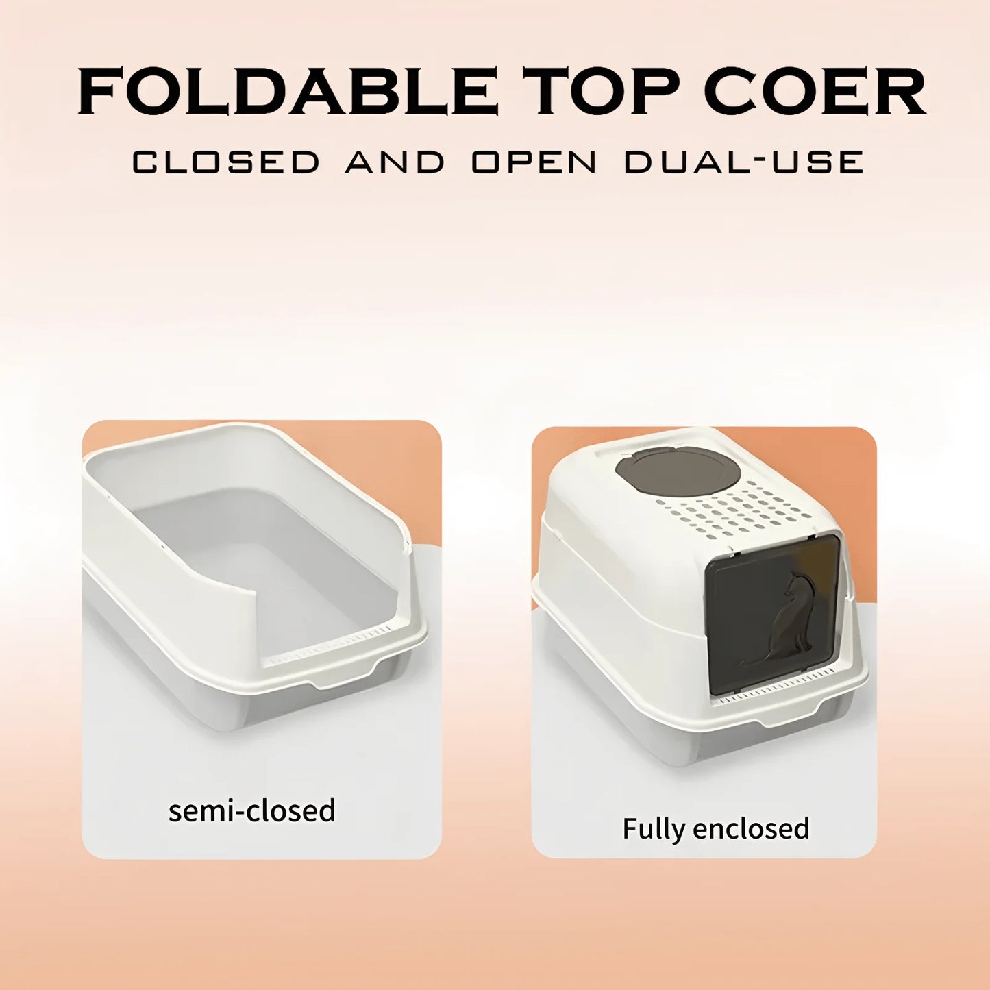 [Extra Large Cat Litter Box] Closed/Open Covered Litter Box with Litter Scoop, Detachable Lid, High Rim Splash-Proof Design,Easy