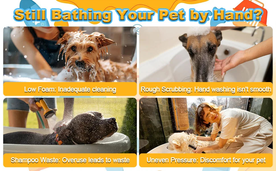 Pet Bath Brush Silicone Grooming Device for Dogs and Cats