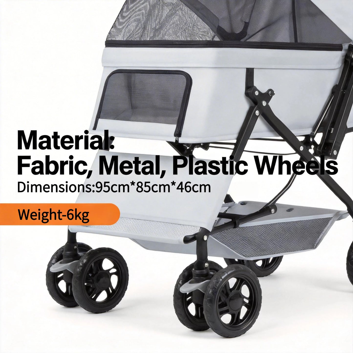 Premium Pet Stroller With Large Space, 4-wheel Stable Pet Cart for Small Medium Dogs Cats, Portable Travel Stroller for Camping