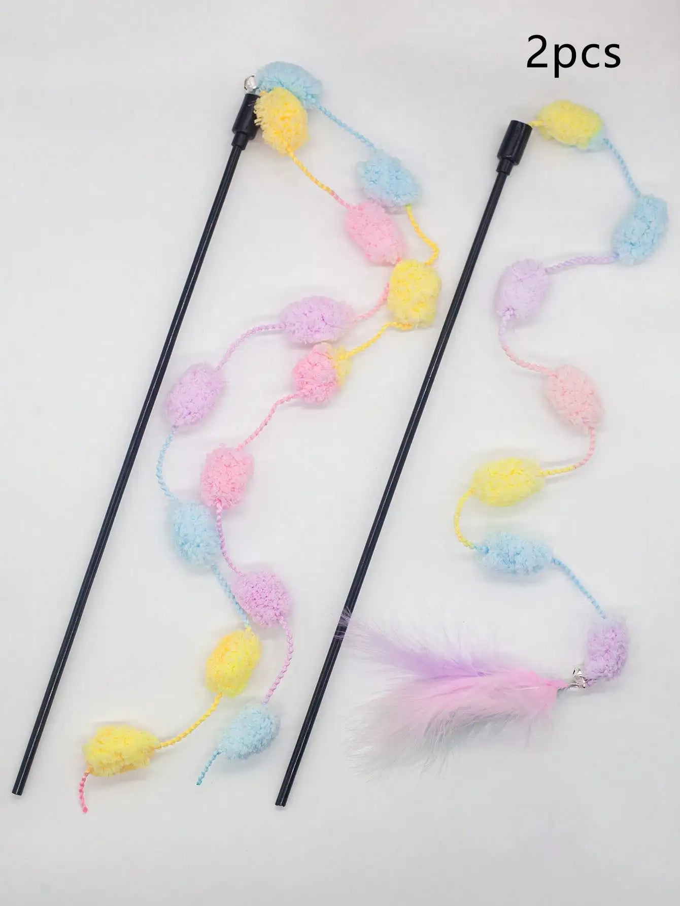 2pcs Cat Teaser Stick With Bell, Interactive Pet Toy For Self-Entertainment