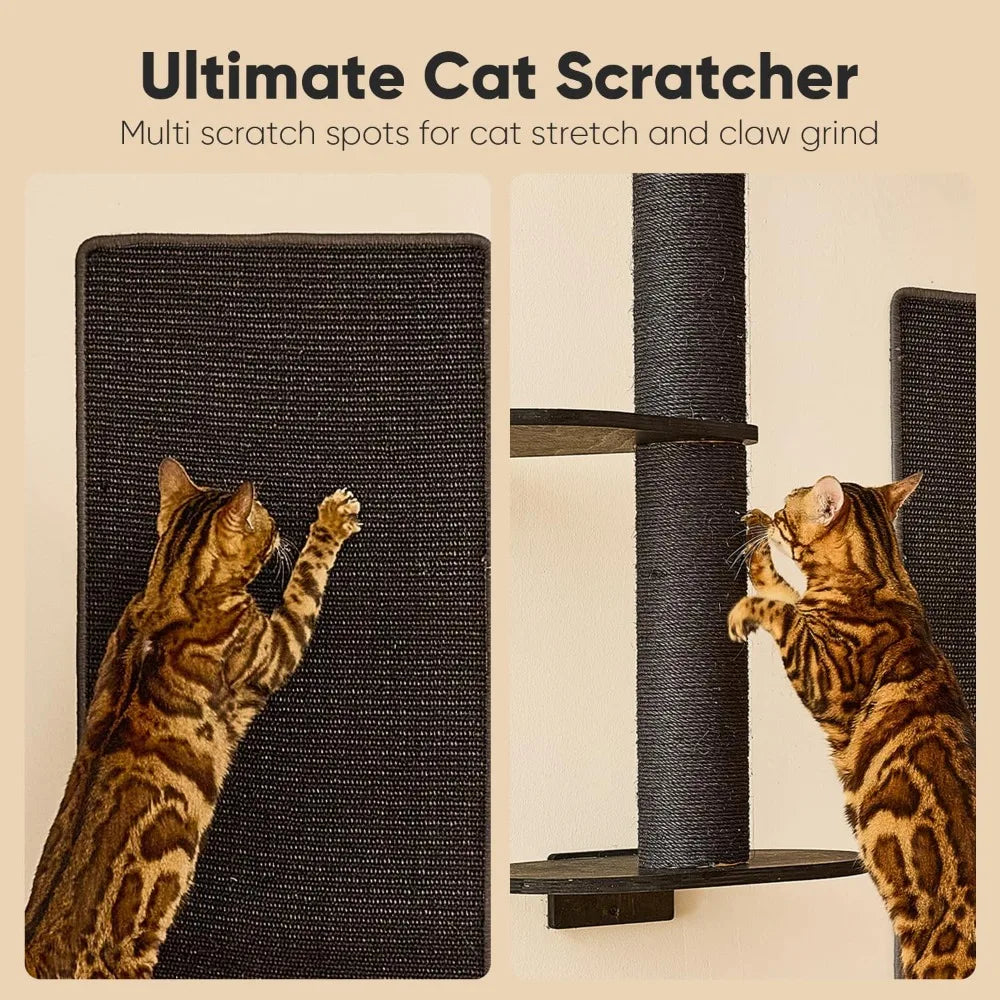 Wall Mounted Cat Furniture With Hammock Bed And Scratching Pad