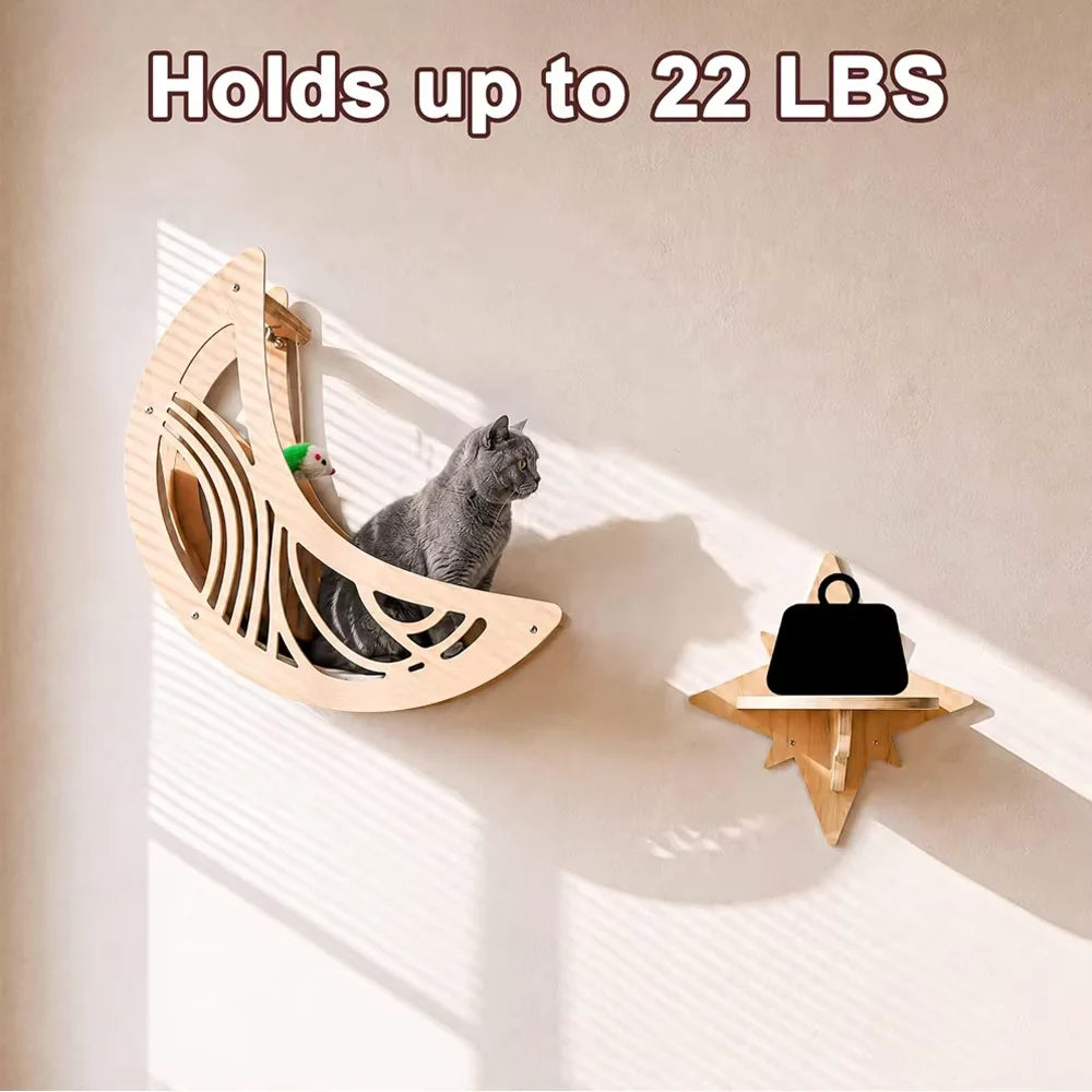 CWV Wall Mounted Cat Shelves Moon Hammock Climbing Perches