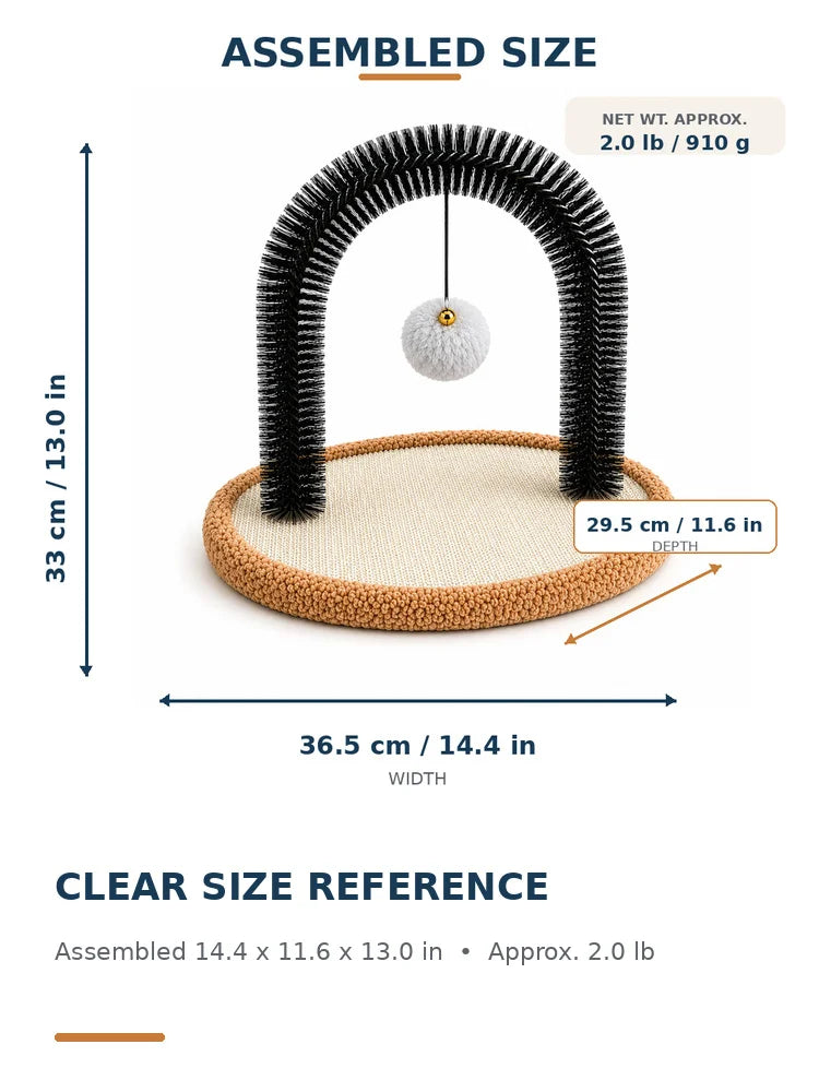 Cat Self Groomer Arch With Sisal Scratcher And Hanging Ball