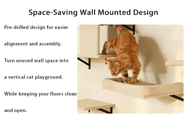 MIUZMORE Wall Mounted Cat Shelves And Scratching Posts Furniture Set