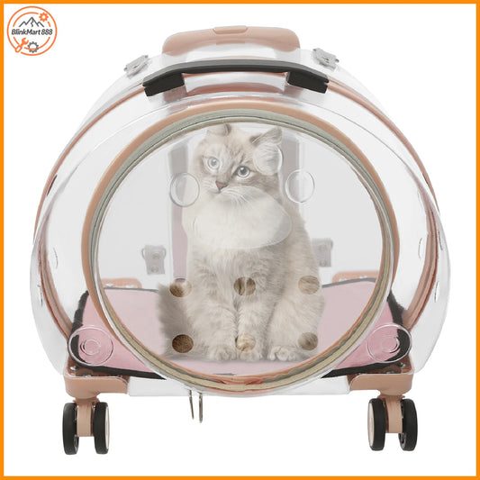 Breathable Cat Carrier With Wheels And Telescopic Handle