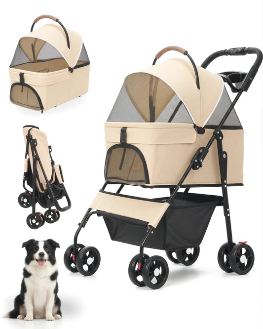 Cabusatly 2-In-1 Pet Stroller Foldable For Small Dogs And Cats