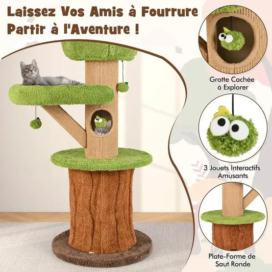 Mushroom Cat Tree For Cats With Plush Condos And Perches