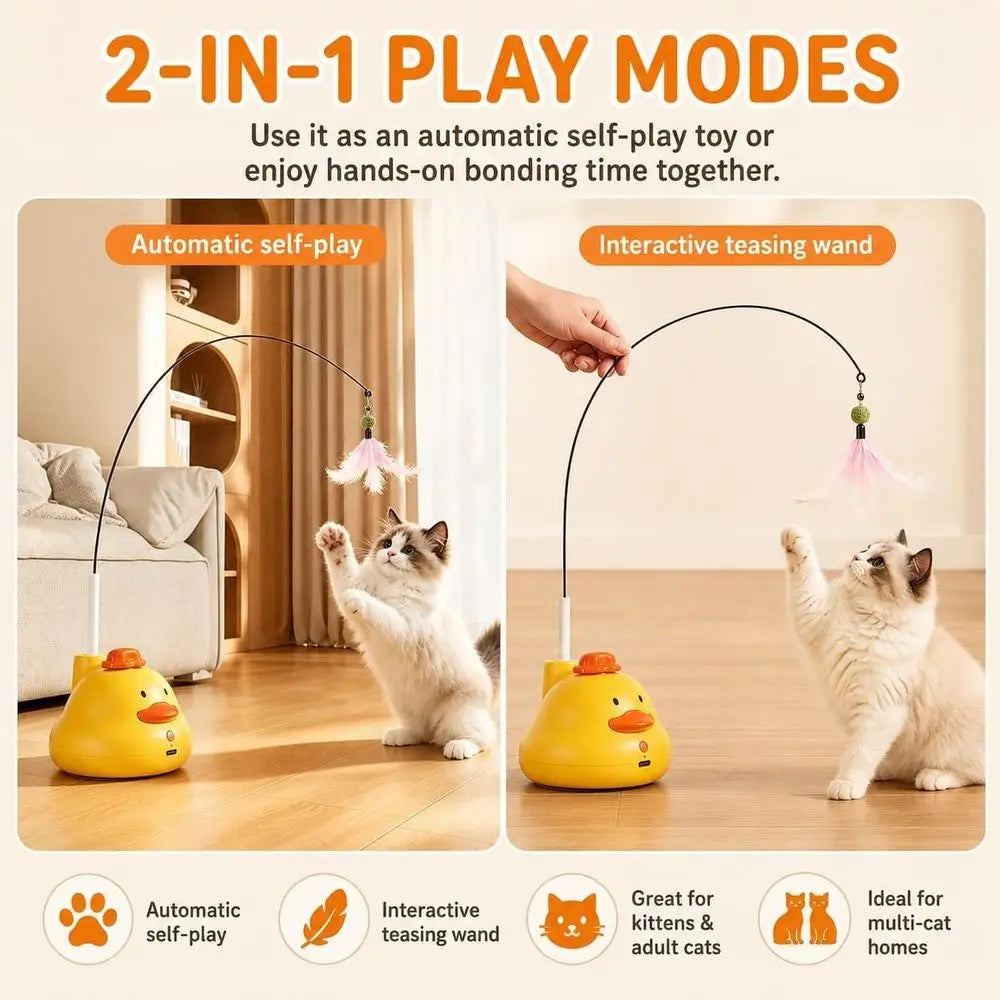 360 Rotating Interactive Cat Toy, HandsFree SelfEntertainment Boredom Buster For Kittens And Adult Cats, MultiScenario Indoor P