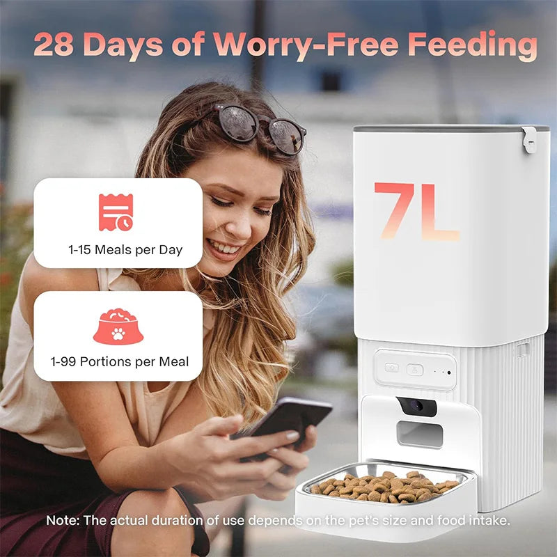 Nityers Smart Pet Feeder Dual Bowl Camera Timer Control