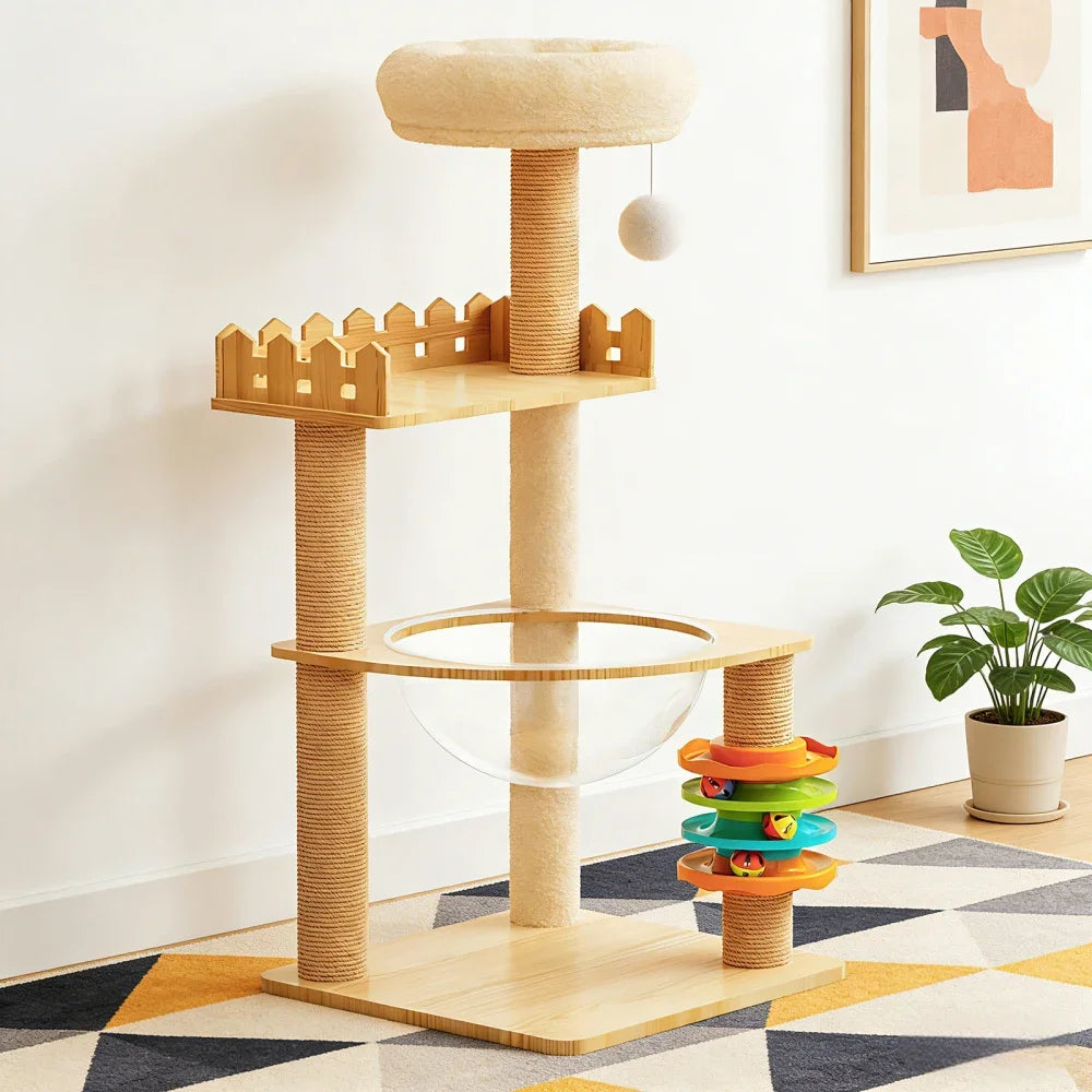 Modern Three Tier Cat Tower With Sisal Posts And Hammock