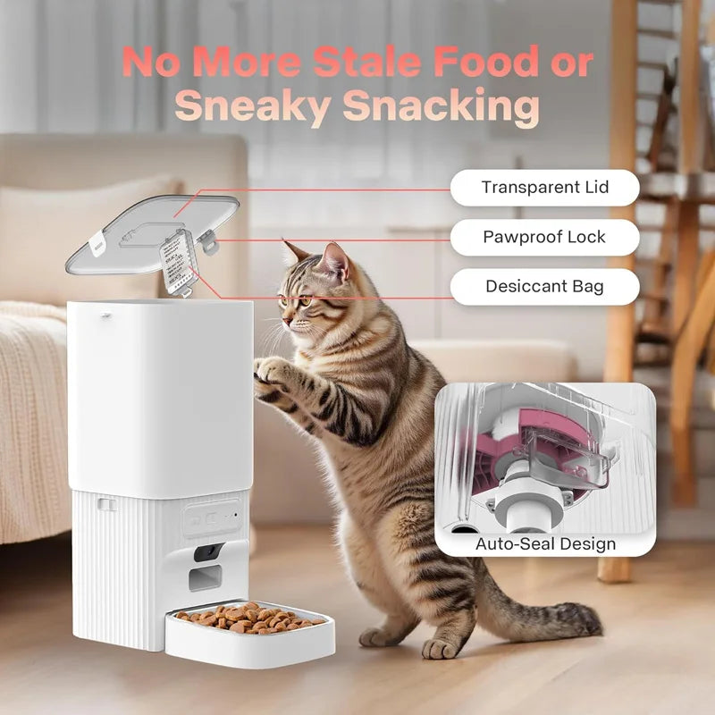 Nityers Smart Pet Feeder Dual Bowl Camera Timer Control