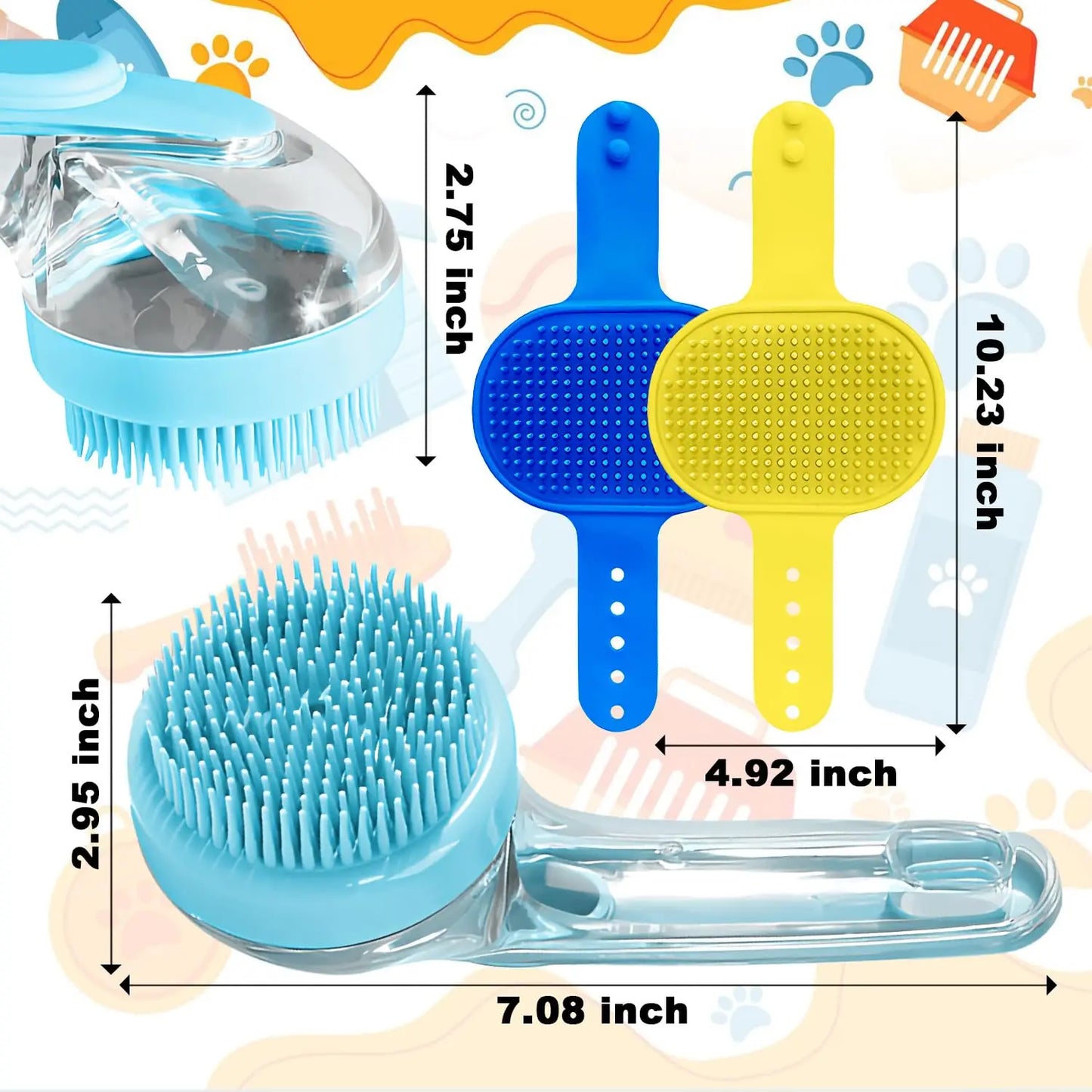 Pet Bath Brush Silicone Grooming Device for Dogs and Cats
