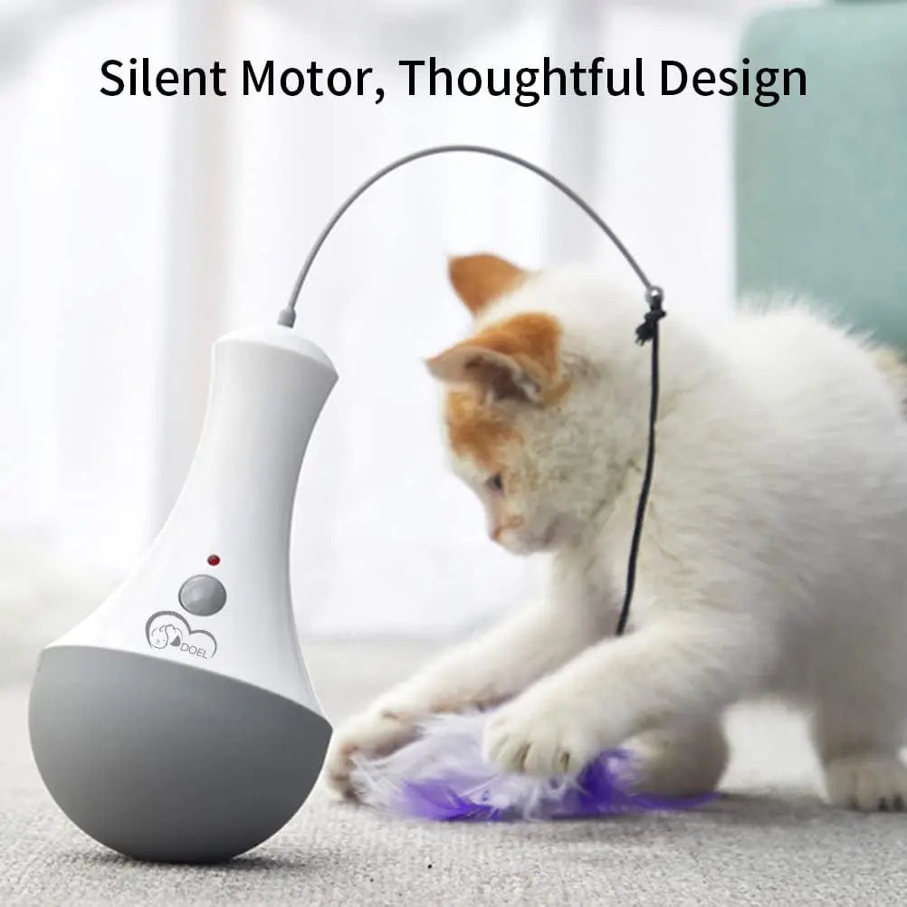 Cat Interactive Feather Toy Teaser With 360 Degree Rotation For Indoor Play