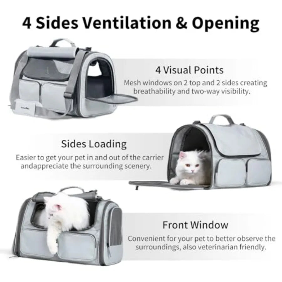 Soft Sided Cat Carrier Backpack With Mesh Windows Airline Approved