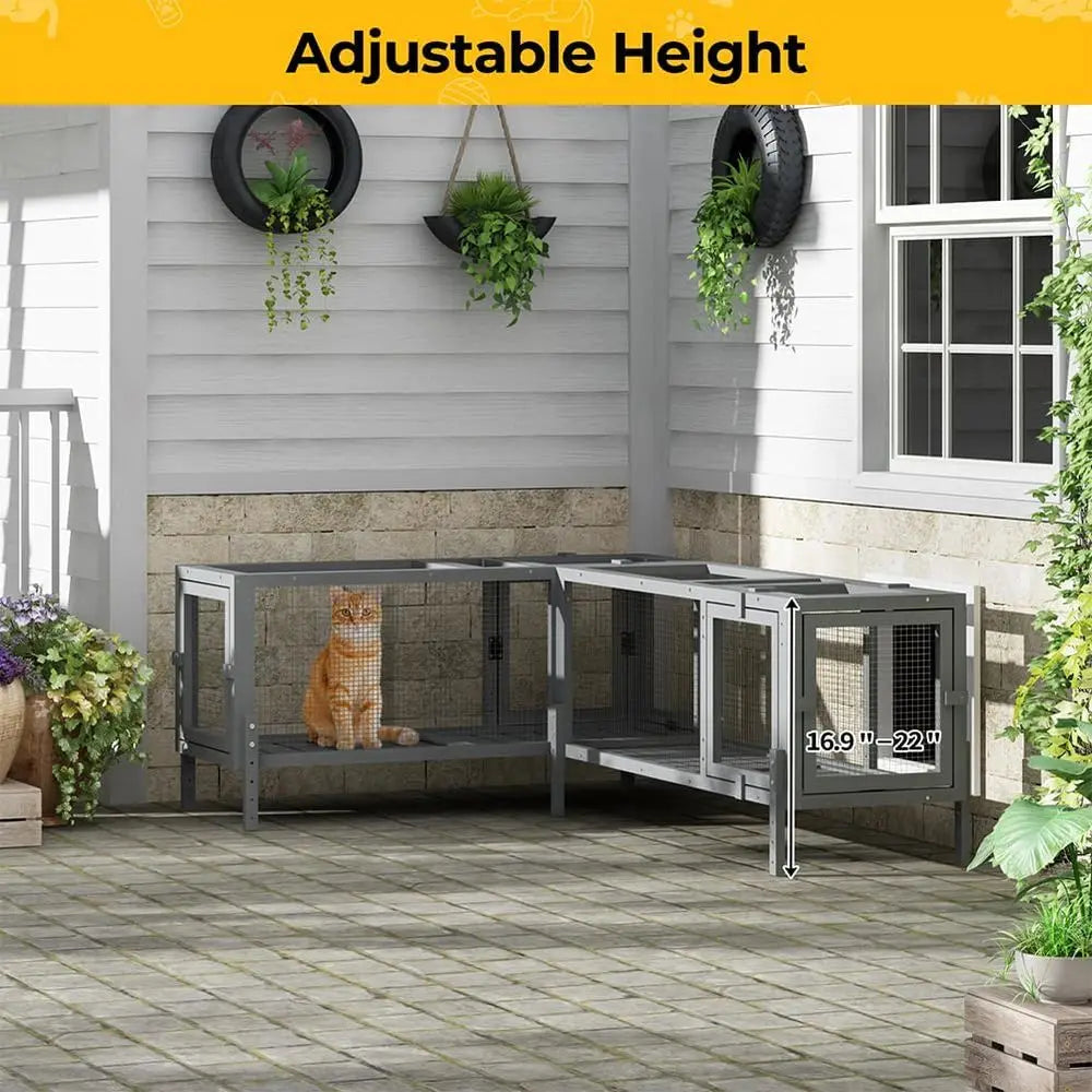 Configurable Window Catio with Multi-Level Cat Tunnel and Play Platforms for Indoor/Outdoor Use