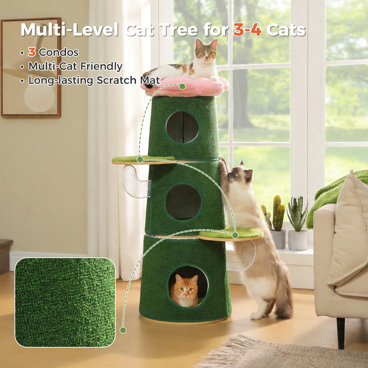 PAWZ Road Modern Cat Tree With Condos And Flower Perch