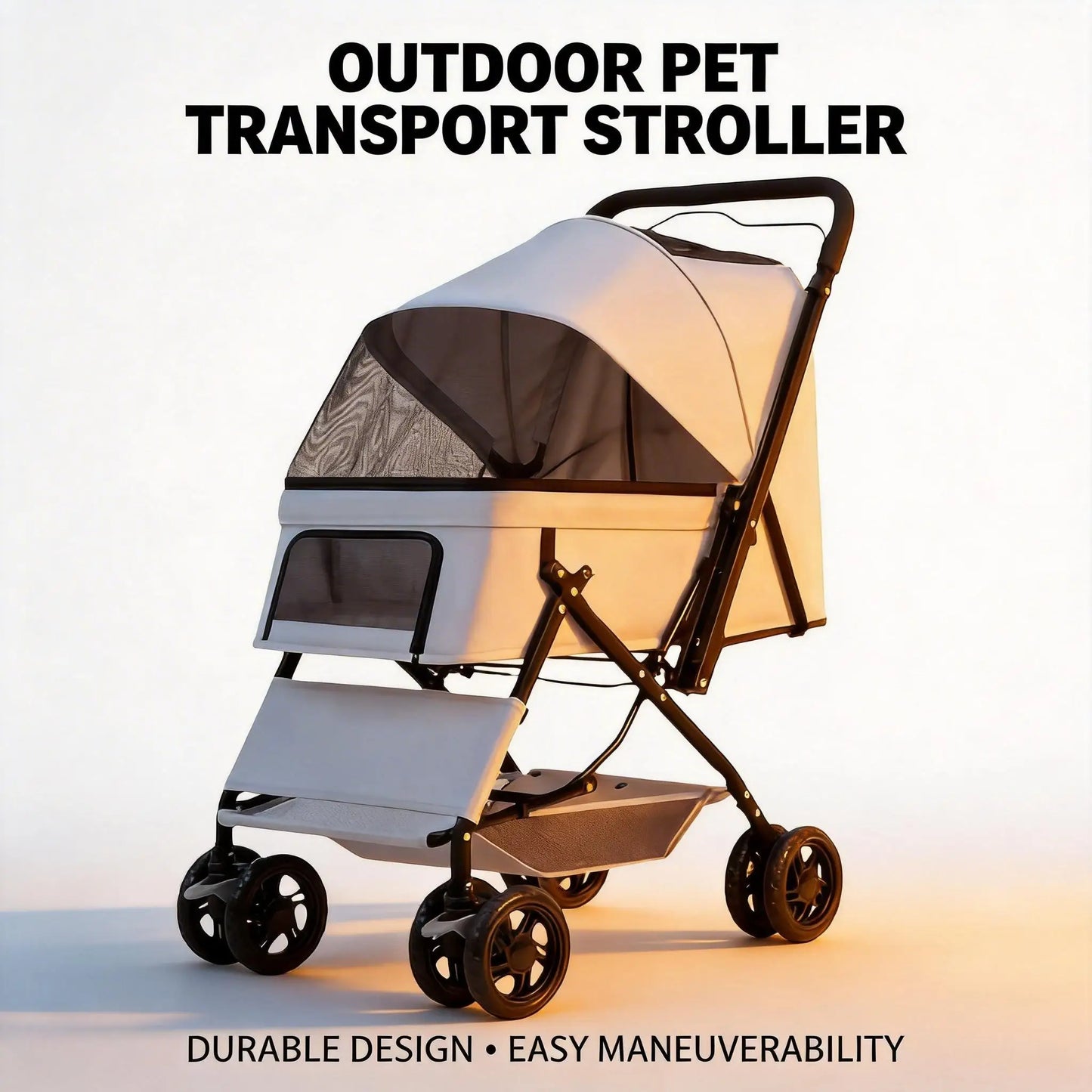 Premium Pet Stroller With Large Space, 4-wheel Stable Pet Cart for Small Medium Dogs Cats, Portable Travel Stroller for Camping