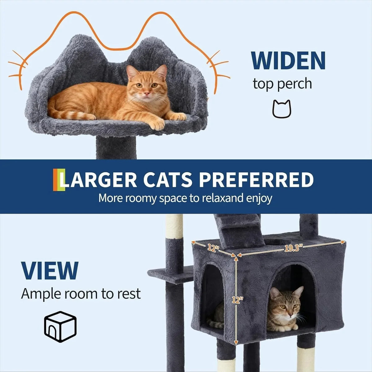 Premium Multi Level Cat Tree With Scratching Posts And Hammock