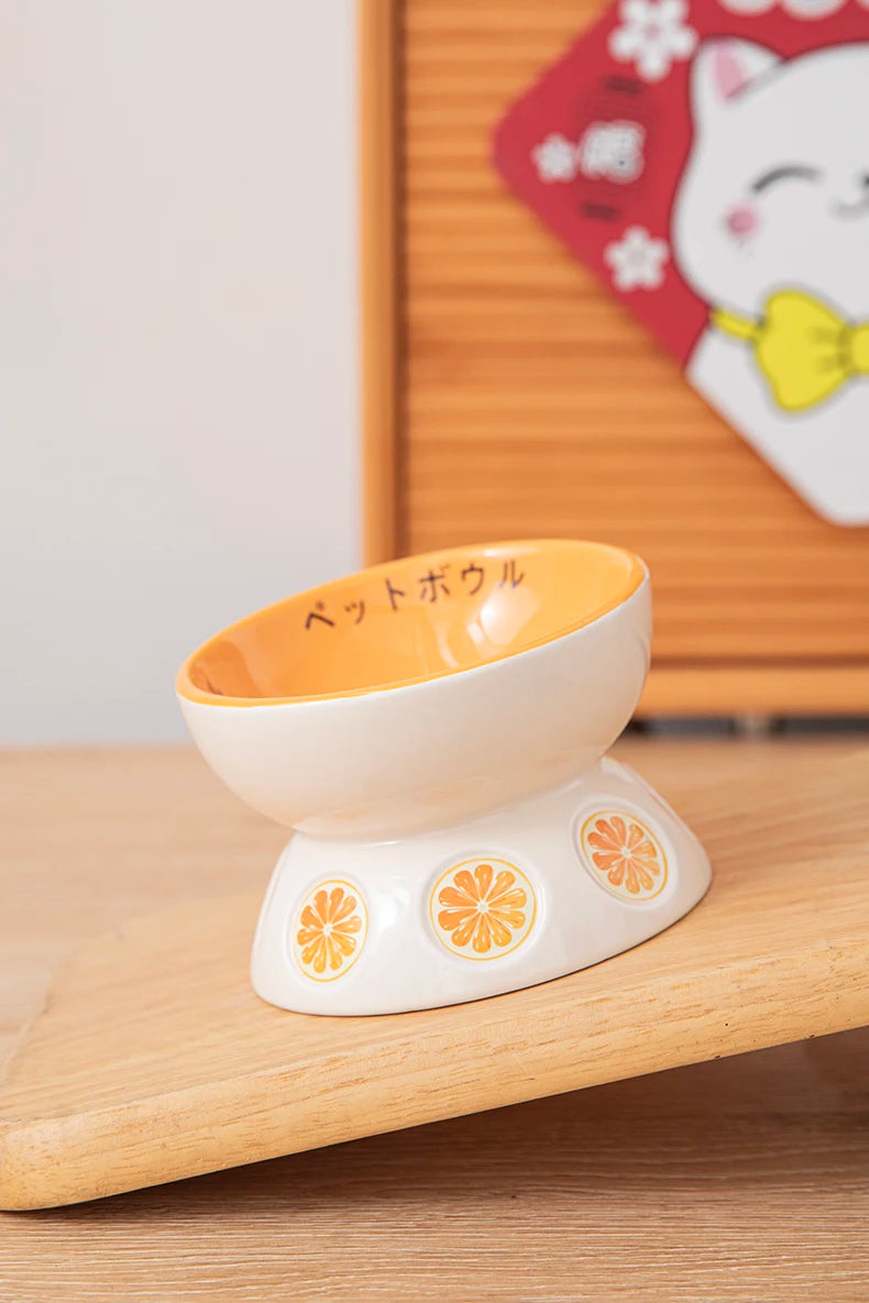 Japanese Ceramic Elevated Cat Bowl Puppy Dog Snacks Water Food Bowl For Cats Raised Cat Feeder Drinker Pet Supplies Accessories