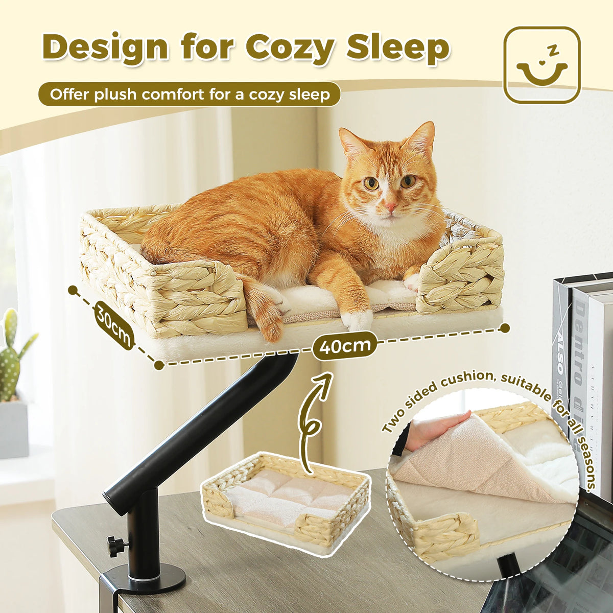 PAWZ Road Rotatable Cat Desk Bed Adjustable Plush Hammock by Annie N Poe Cattastic Supplies