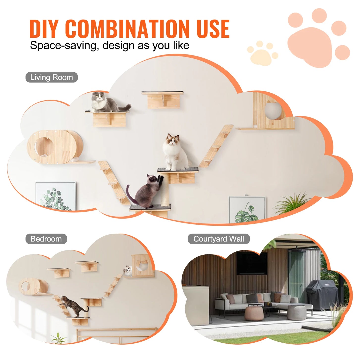 SucceBuy Cat Wall Shelves And Perches With Jumping Boards