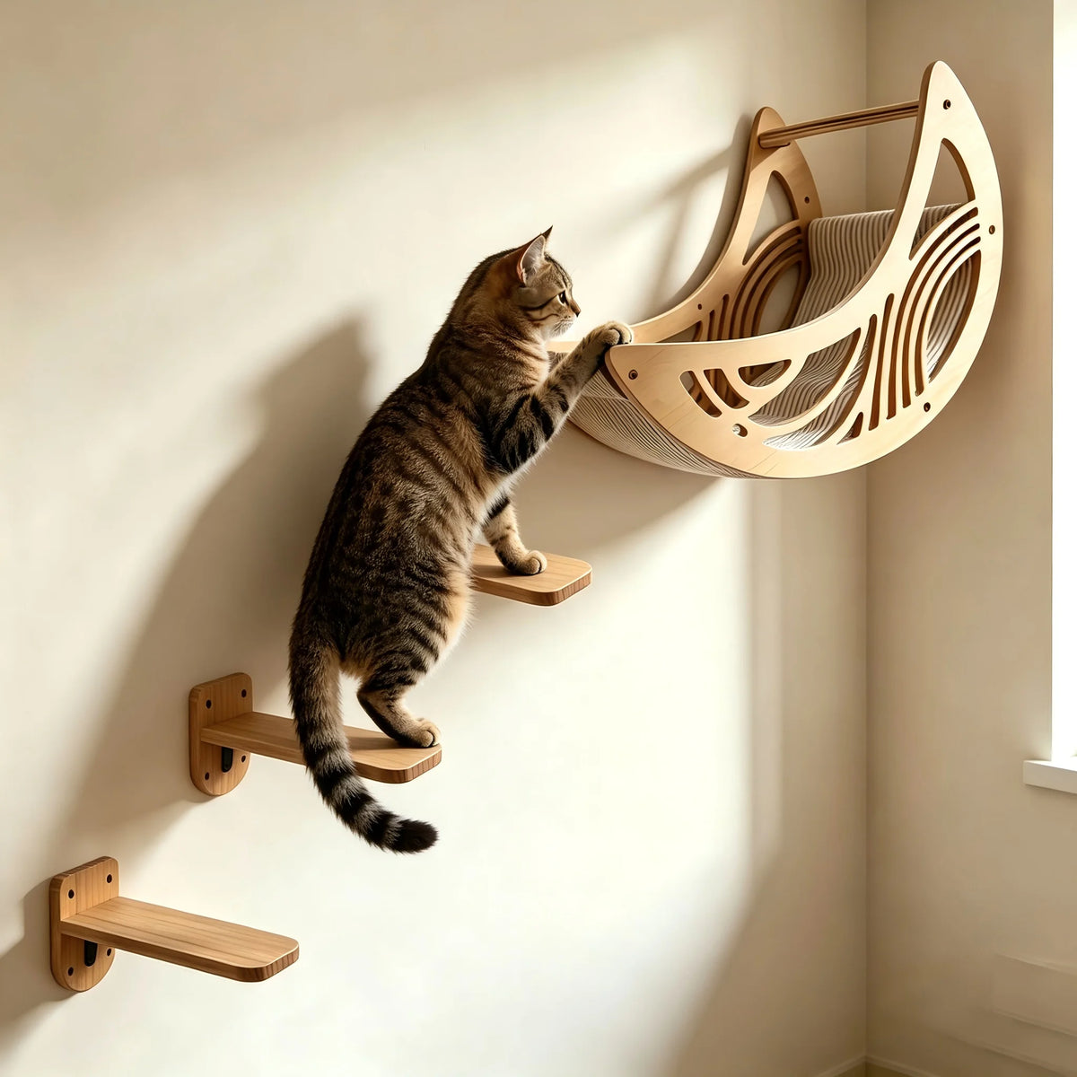 CWV Wall Mounted Cat Shelves Moon Hammock Climbing Perches