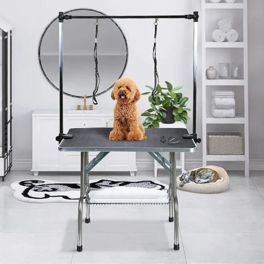 Adjustable Pet Grooming Table With Arm Noose And Mesh Tray Heavy Duty