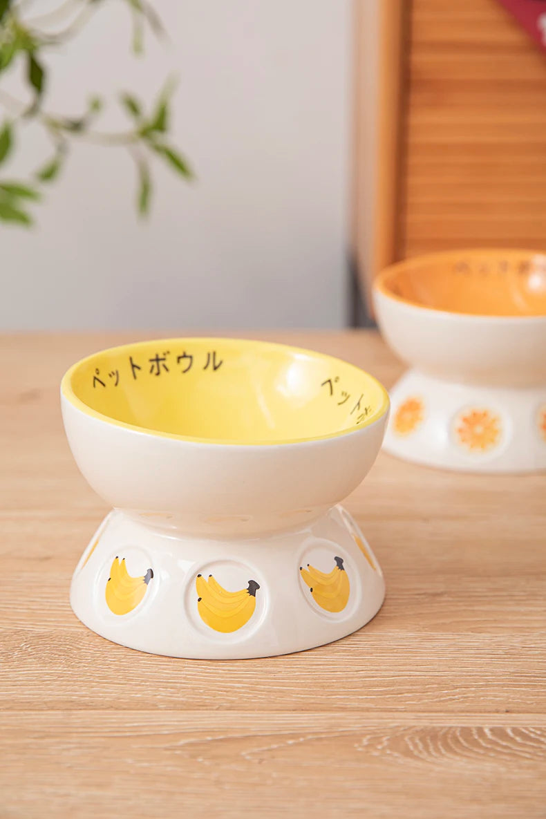 Japanese Ceramic Elevated Cat Bowl Puppy Dog Snacks Water Food Bowl For Cats Raised Cat Feeder Drinker Pet Supplies Accessories
