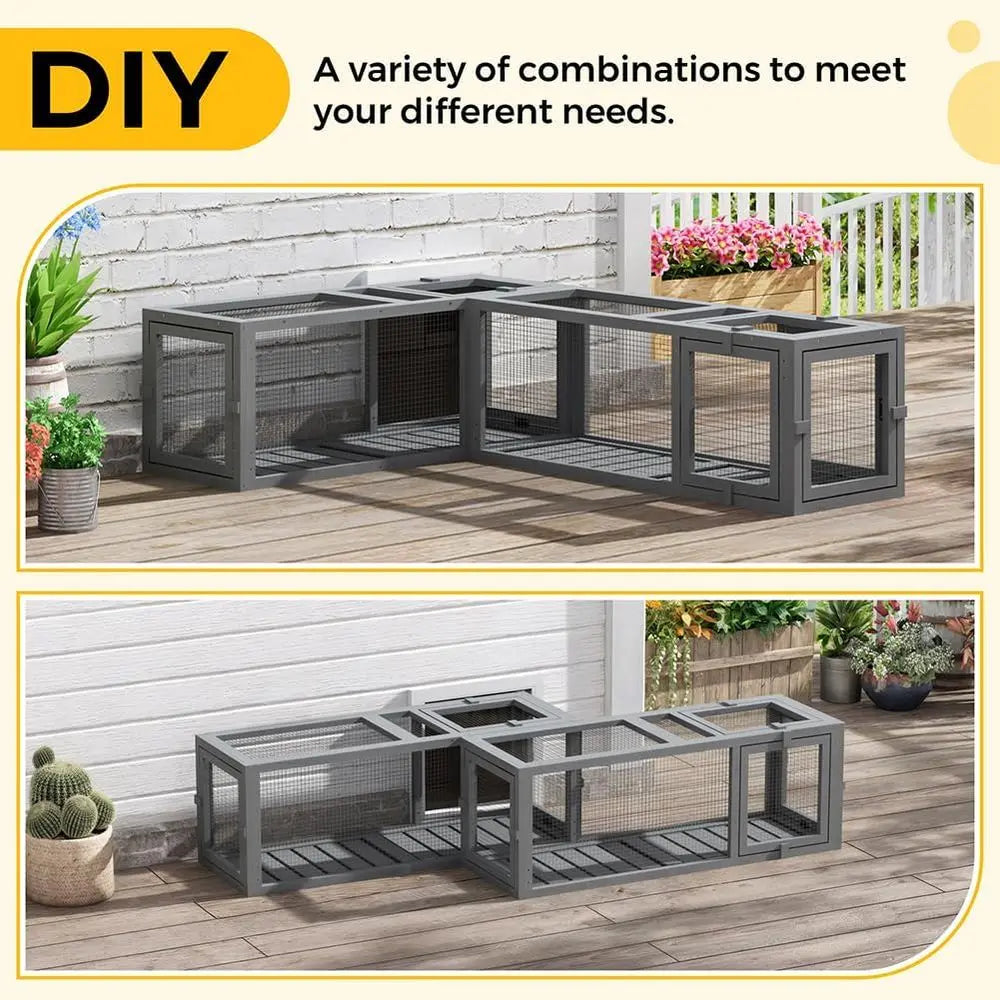 Configurable Window Catio with Multi-Level Cat Tunnel and Play Platforms for Indoor/Outdoor Use