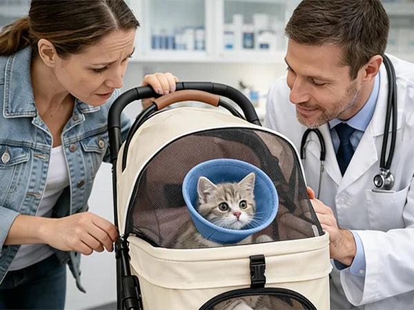 Cabusatly 2-In-1 Pet Stroller Foldable For Small Dogs And Cats