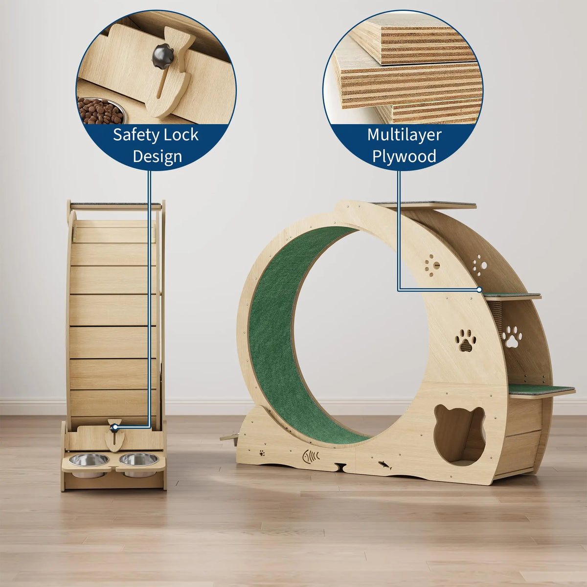 HiMISS 6 In 1 Cat Exercise Wheel With Scratch Post