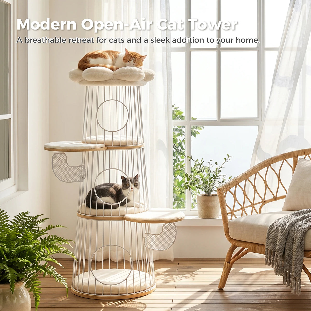 PAWZ Road Modern Cat Tree With Condos And Flower Perch