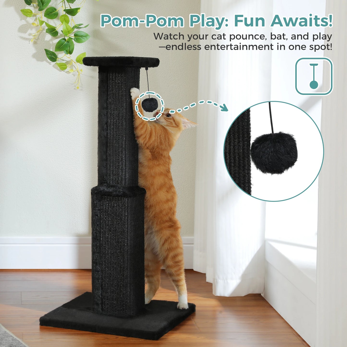 PAWZ Road Cat Scratching Post With Woven Sisal Ball Toy
