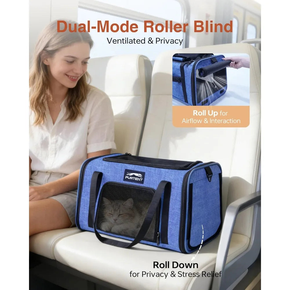 Airline Approved Soft Sided Cat Carrier With Litter Box Up To 15 Lbs