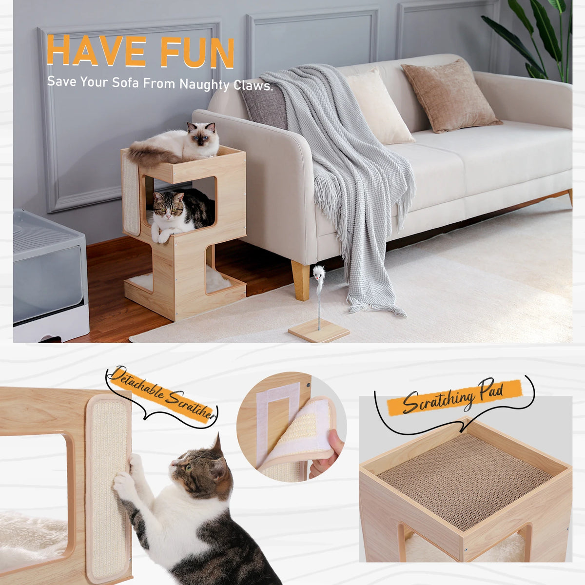 PAWZ Road Modern Cat Condo With Removable Mats And Scratcher by Annie N Poe Cattastic Supplies