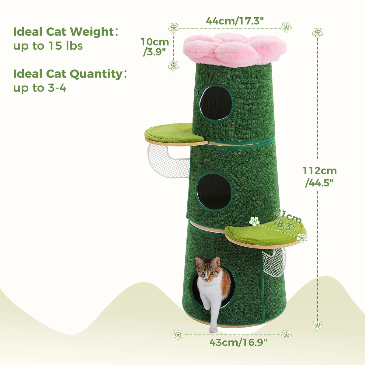 PAWZ Road Modern Cat Tree With Condos And Flower Perch