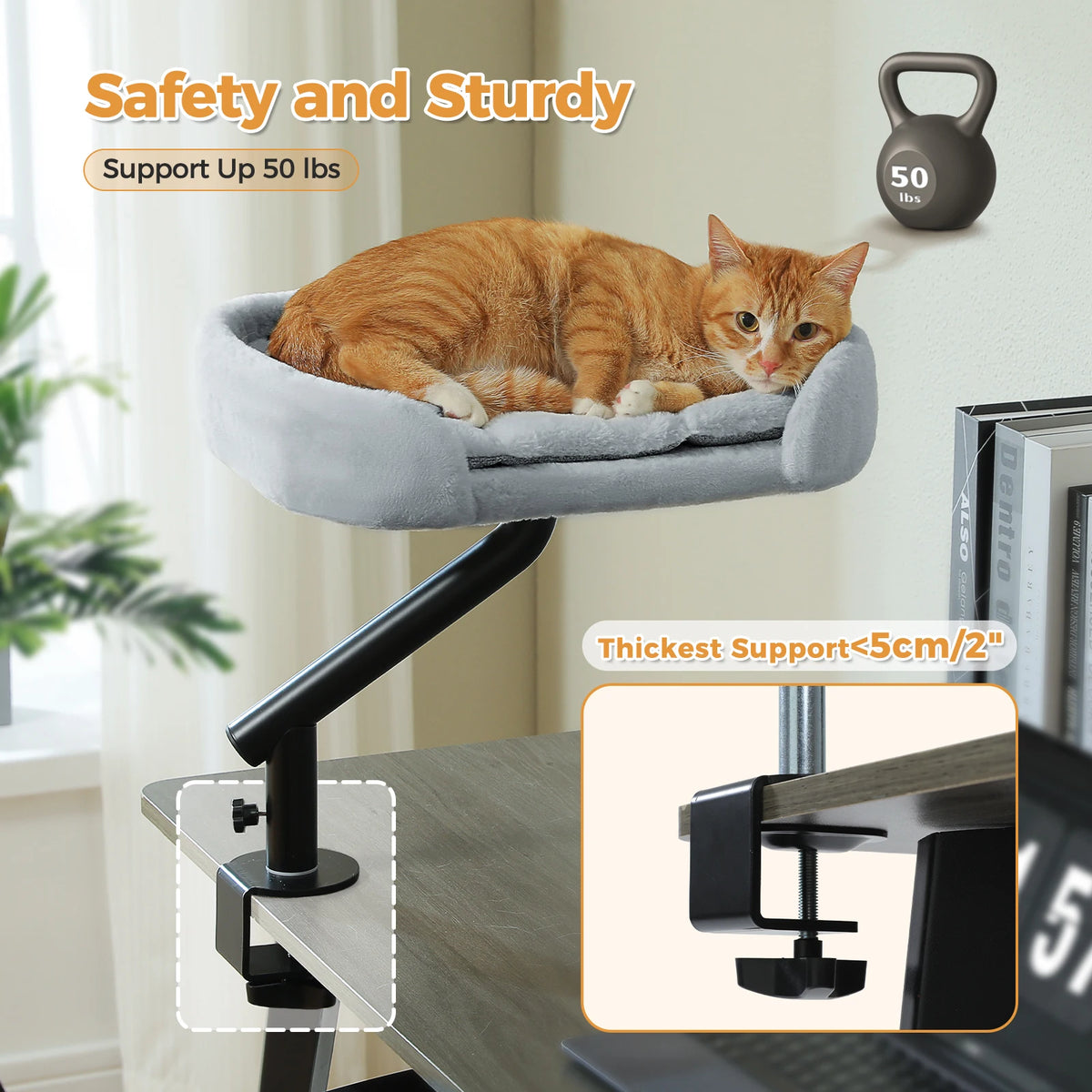 PAWZ Road Rotatable Cat Desk Bed Adjustable Plush Hammock by Annie N Poe Cattastic Supplies