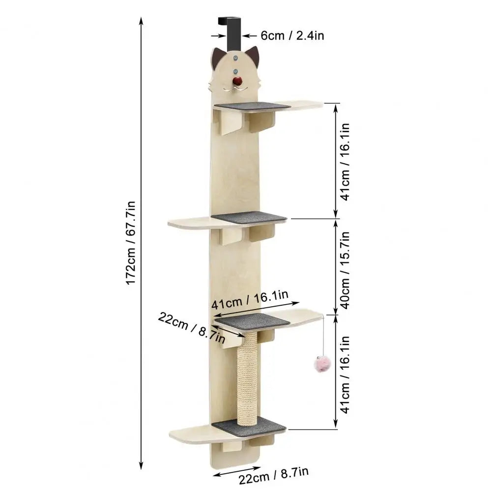 Over Door Cat Tree With Scratching Post And Climbing Shelves